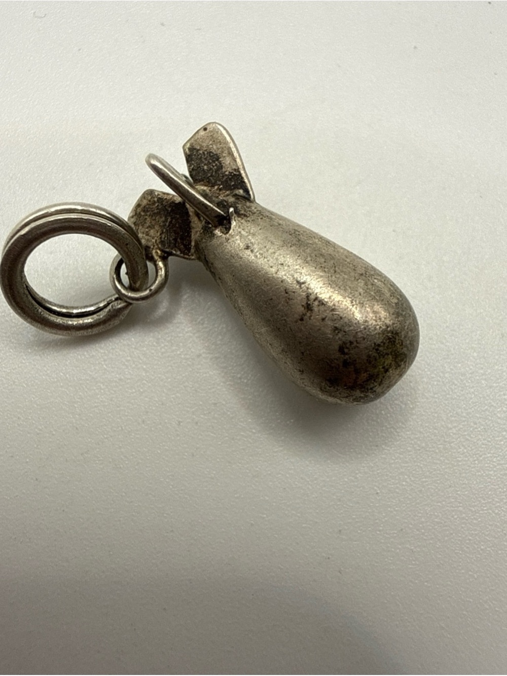 Vintage Sterling silver WWII Military Bomb Missile Bracelet Charm Pendant